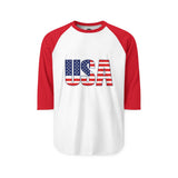 USA Flag Unisex Raglan Shirt - Patriotic Apparel, Independence Day, Casual Wear, Sports Team