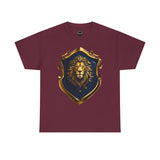 Majestic Lion Shield Unisex Heavy Cotton Tee | Cool Graphic Tee for Animal Lovers