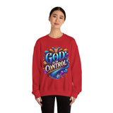 Printify God is in Control Sweatshirt - Bold Inspirational Design
