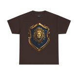 Majestic Lion Shield Unisex Heavy Cotton Tee | Cool Graphic Tee for Animal Lovers