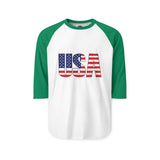 USA Flag Unisex Raglan Shirt - Patriotic Apparel, Independence Day, Casual Wear, Sports Team