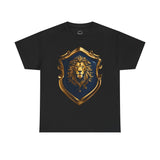 Majestic Lion Shield Unisex Heavy Cotton Tee | Cool Graphic Tee for Animal Lovers