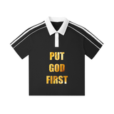 Contrast Collar Short-Sleeve Polo Shirt