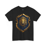 Majestic Lion Shield Unisex Heavy Cotton Tee | Cool Graphic Tee for Animal Lovers
