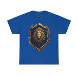 Majestic Lion Shield Unisex Heavy Cotton Tee | Cool Graphic Tee for Animal Lovers