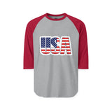 USA Flag Unisex Raglan Shirt - Patriotic Apparel, Independence Day, Casual Wear, Sports Team
