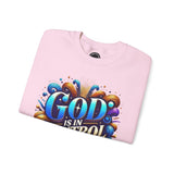 Printify God is in Control Sweatshirt - Bold Inspirational Design