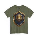 Majestic Lion Shield Unisex Heavy Cotton Tee | Cool Graphic Tee for Animal Lovers