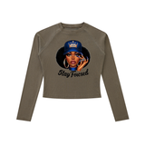 Dyed Washed Raglan Long Sleeve Slim T-Shirt