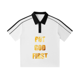 Contrast Collar Short-Sleeve Polo Shirt