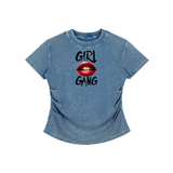 Vintage Washed Bodycon Cotton T-Shirt