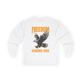 Freedom Soaring High Long Sleeve Tee | Unisex Cotton Shirt, Eagle Graphic Tee, Casual Wear