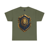 Majestic Lion Shield Unisex Heavy Cotton Tee | Cool Graphic Tee for Animal Lovers