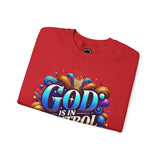 Printify God is in Control Sweatshirt - Bold Inspirational Design