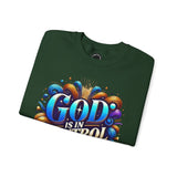 Printify God is in Control Sweatshirt - Bold Inspirational Design