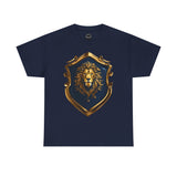 Majestic Lion Shield Unisex Heavy Cotton Tee | Cool Graphic Tee for Animal Lovers