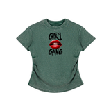 Vintage Washed Bodycon Cotton T-Shirt