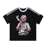 Contrast Tape Crewneck Cotton T-Shirt