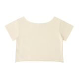 Off-Shoulder Rolled Hem Cotton T-Shirt