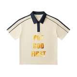 Contrast Collar Short-Sleeve Polo Shirt
