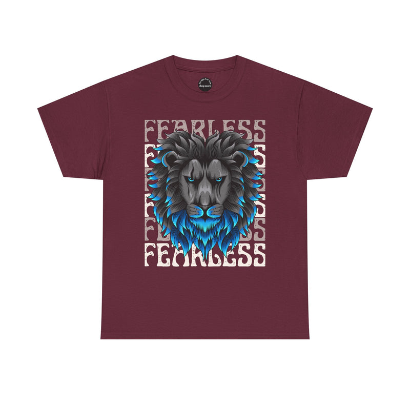 Fearless Lion Unisex Heavy Cotton Tee, Graphic Tee, Animal Lover Apparel, Motivational Shirt, Gift for Him/Her, Casual Wear