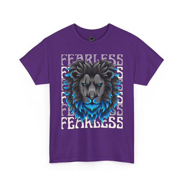 Fearless Lion Unisex Heavy Cotton Tee, Graphic Tee, Animal Lover Apparel, Motivational Shirt, Gift for Him/Her, Casual Wear