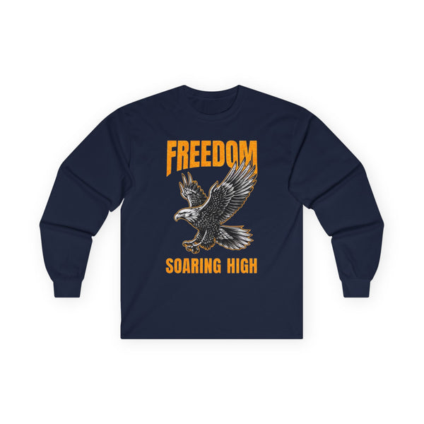 Freedom Soaring High Long Sleeve Tee | Unisex Cotton Shirt, Eagle Graphic Tee, Casual Wear