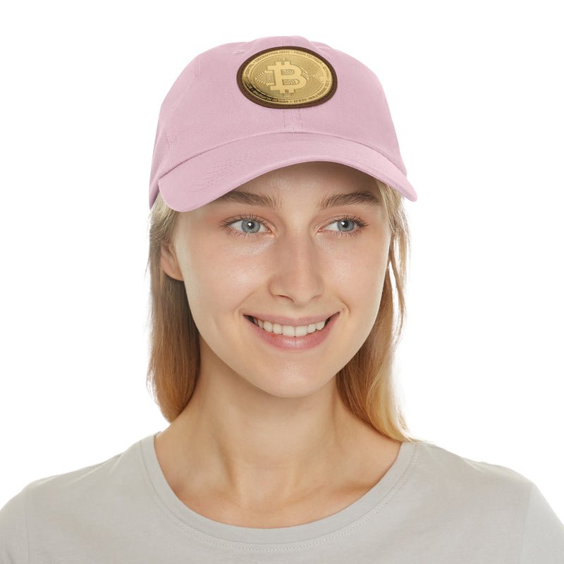 Stylish Bitcoin Dad Hat with Leather Patch, Casual Baseball Cap, Perfect Gift for Crypto Enthusiasts