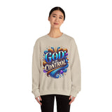 Printify God is in Control Sweatshirt - Bold Inspirational Design