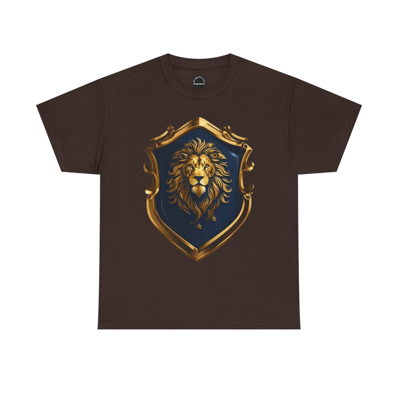 Majestic Lion Shield Unisex Heavy Cotton Tee | Cool Graphic Tee for Animal Lovers