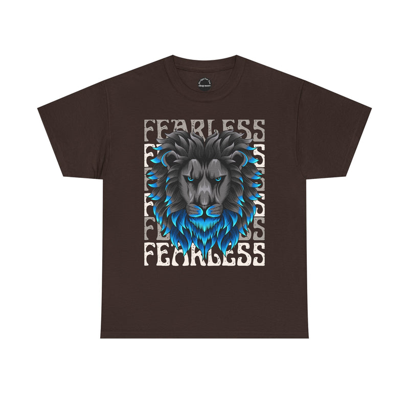 Fearless Lion Unisex Heavy Cotton Tee, Graphic Tee, Animal Lover Apparel, Motivational Shirt, Gift for Him/Her, Casual Wear