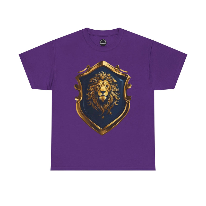 Majestic Lion Shield Unisex Heavy Cotton Tee | Cool Graphic Tee for Animal Lovers
