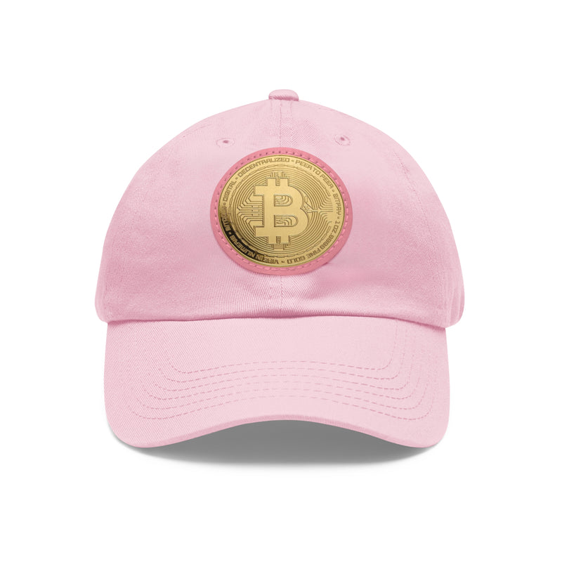 Stylish Bitcoin Dad Hat with Leather Patch, Casual Baseball Cap, Perfect Gift for Crypto Enthusiasts