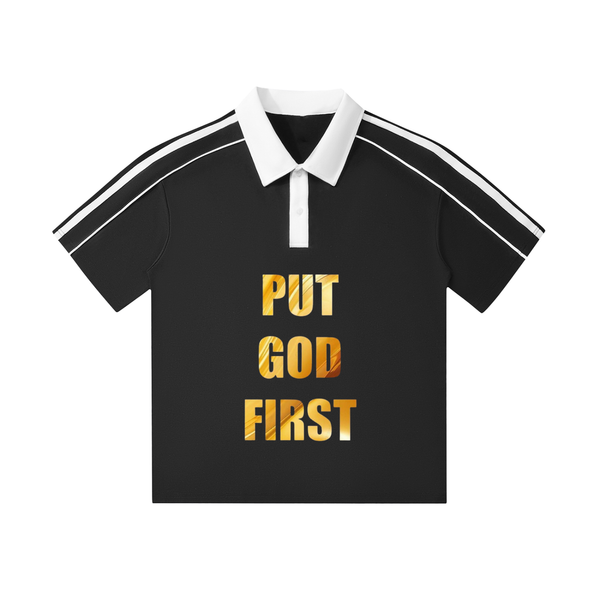 Contrast Collar Short-Sleeve Polo Shirt