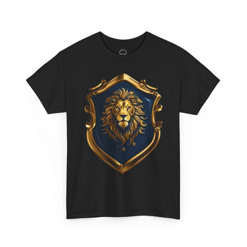 Majestic Lion Shield Unisex Heavy Cotton Tee | Cool Graphic Tee for Animal Lovers