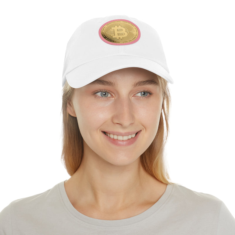 Stylish Bitcoin Dad Hat with Leather Patch, Casual Baseball Cap, Perfect Gift for Crypto Enthusiasts