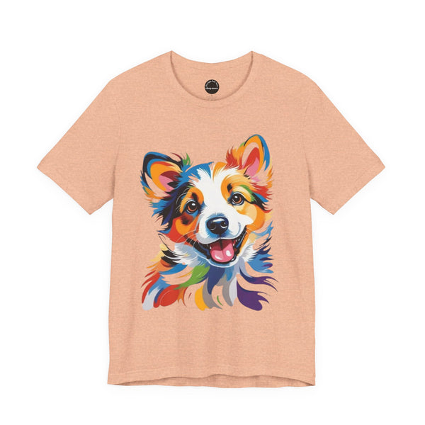 Colorful Corgi Portrait T-Shirt, Dog Lover Gift, Pet Themed Tee, Animal Art Apparel, Casual Wear, Everyday Style