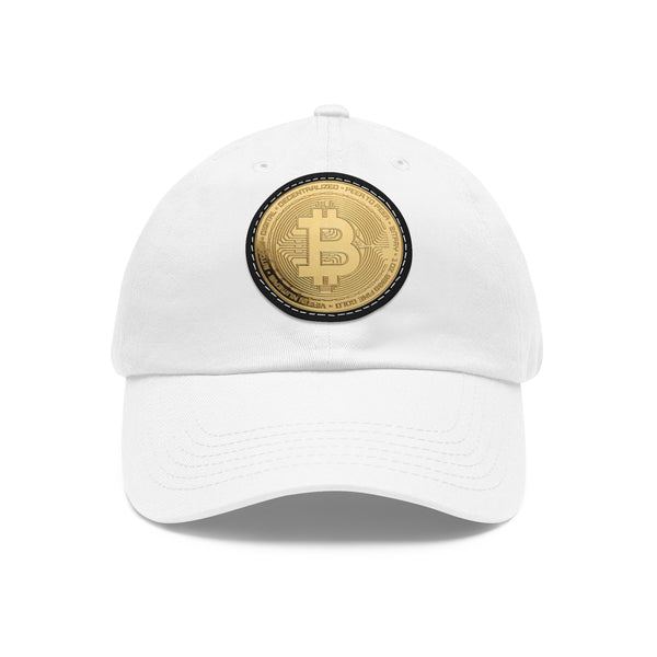 Stylish Bitcoin Dad Hat with Leather Patch, Casual Baseball Cap, Perfect Gift for Crypto Enthusiasts