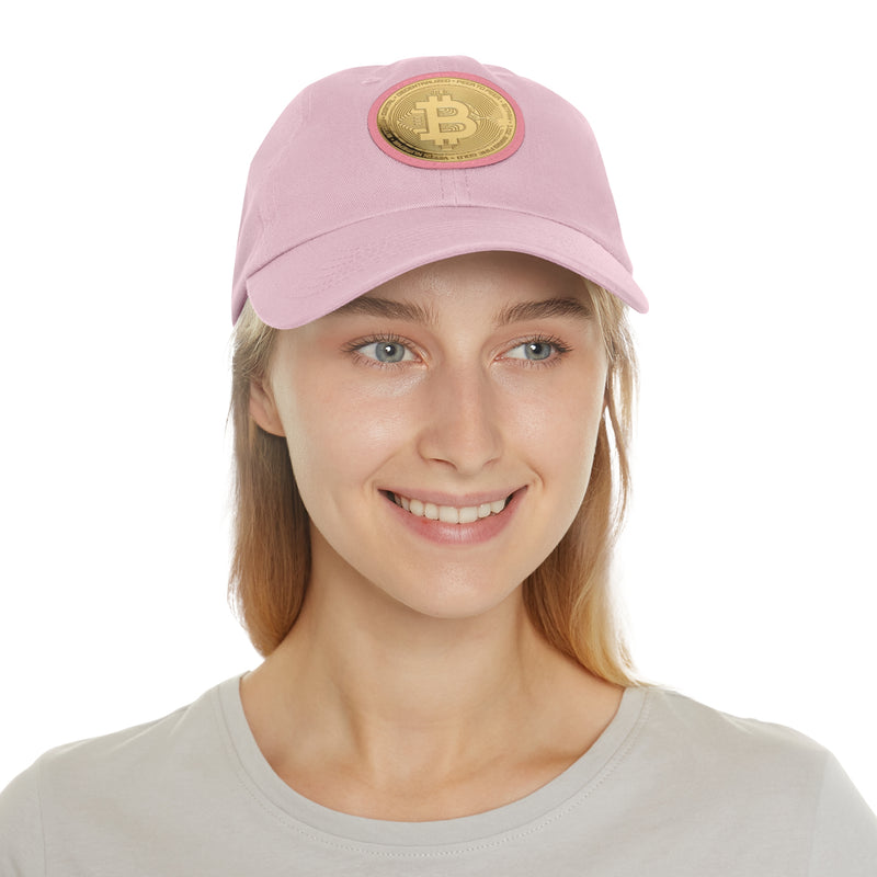 Stylish Bitcoin Dad Hat with Leather Patch, Casual Baseball Cap, Perfect Gift for Crypto Enthusiasts