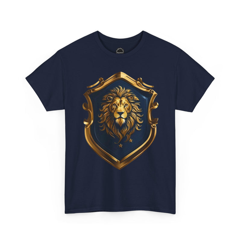 Majestic Lion Shield Unisex Heavy Cotton Tee | Cool Graphic Tee for Animal Lovers
