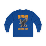 Freedom Soaring High Long Sleeve Tee | Unisex Cotton Shirt, Eagle Graphic Tee, Casual Wear