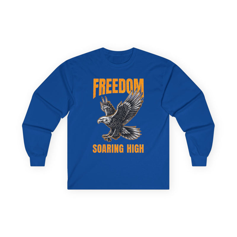 Freedom Soaring High Long Sleeve Tee | Unisex Cotton Shirt, Eagle Graphic Tee, Casual Wear
