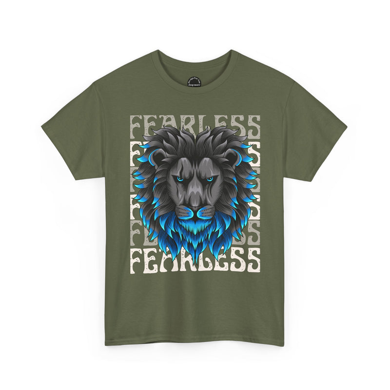 Fearless Lion Unisex Heavy Cotton Tee, Graphic Tee, Animal Lover Apparel, Motivational Shirt, Gift for Him/Her, Casual Wear