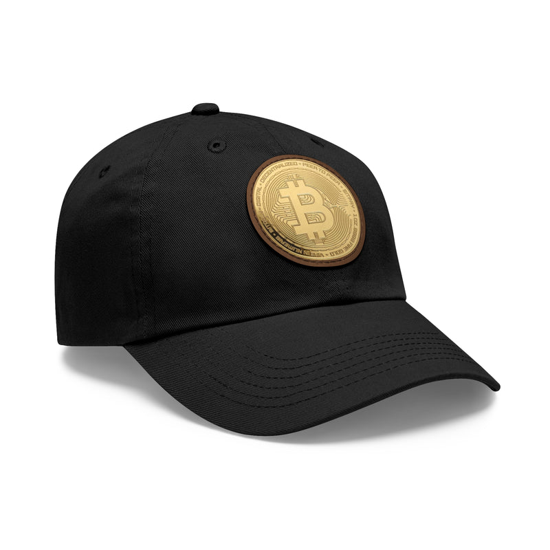 Stylish Bitcoin Dad Hat with Leather Patch, Casual Baseball Cap, Perfect Gift for Crypto Enthusiasts