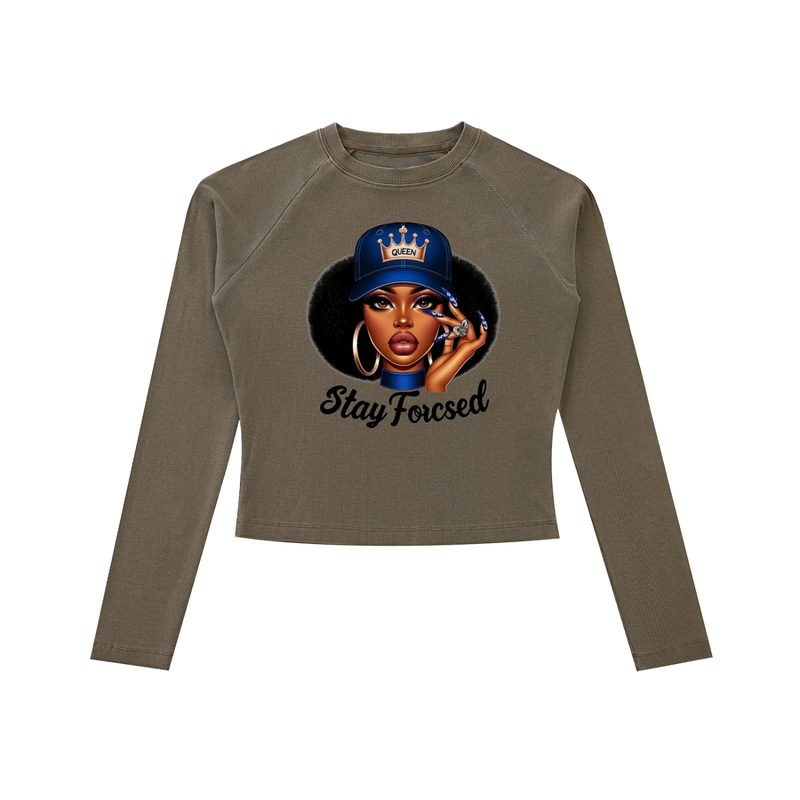 Dyed Washed Raglan Long Sleeve Slim T-Shirt