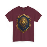 Majestic Lion Shield Unisex Heavy Cotton Tee | Cool Graphic Tee for Animal Lovers