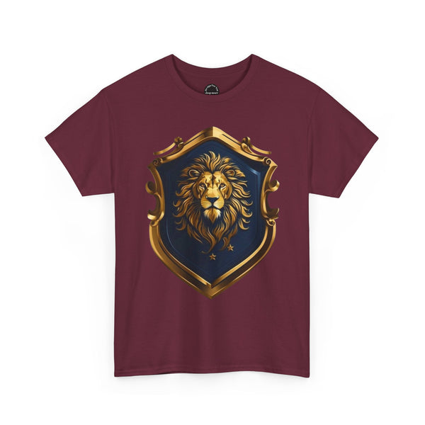Majestic Lion Shield Unisex Heavy Cotton Tee | Cool Graphic Tee for Animal Lovers