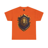Majestic Lion Shield Unisex Heavy Cotton Tee | Cool Graphic Tee for Animal Lovers