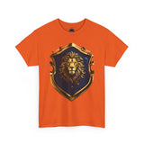 Majestic Lion Shield Unisex Heavy Cotton Tee | Cool Graphic Tee for Animal Lovers