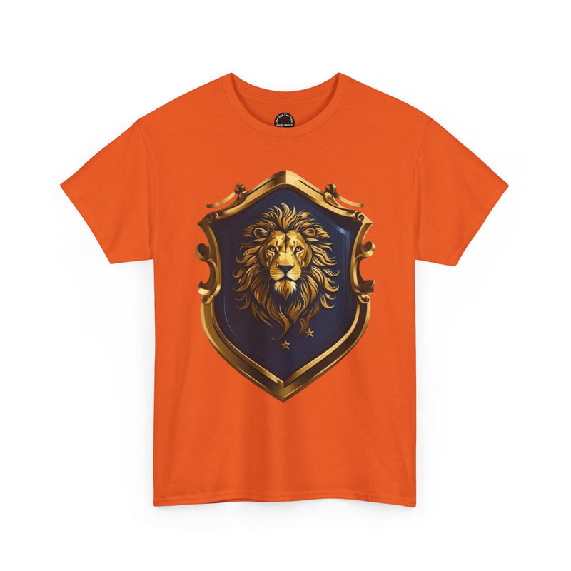 Majestic Lion Shield Unisex Heavy Cotton Tee | Cool Graphic Tee for Animal Lovers